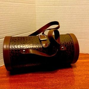 Vintage Brown Leather Barrel Purse